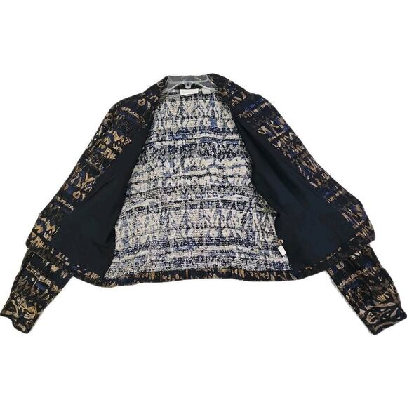 Dana Buchman ~Woman Size 12~ Black/Gold Blazer Top 100% Silk Unlined. - Picture 7 of 14